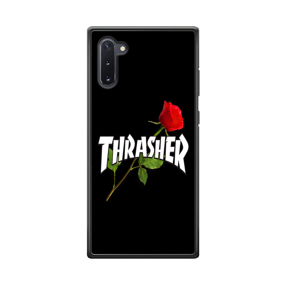 Thrasher Black Rose Flower Samsung Galaxy Note 10 Case | Slim Rubber Case for Samsung Galaxy Note 10