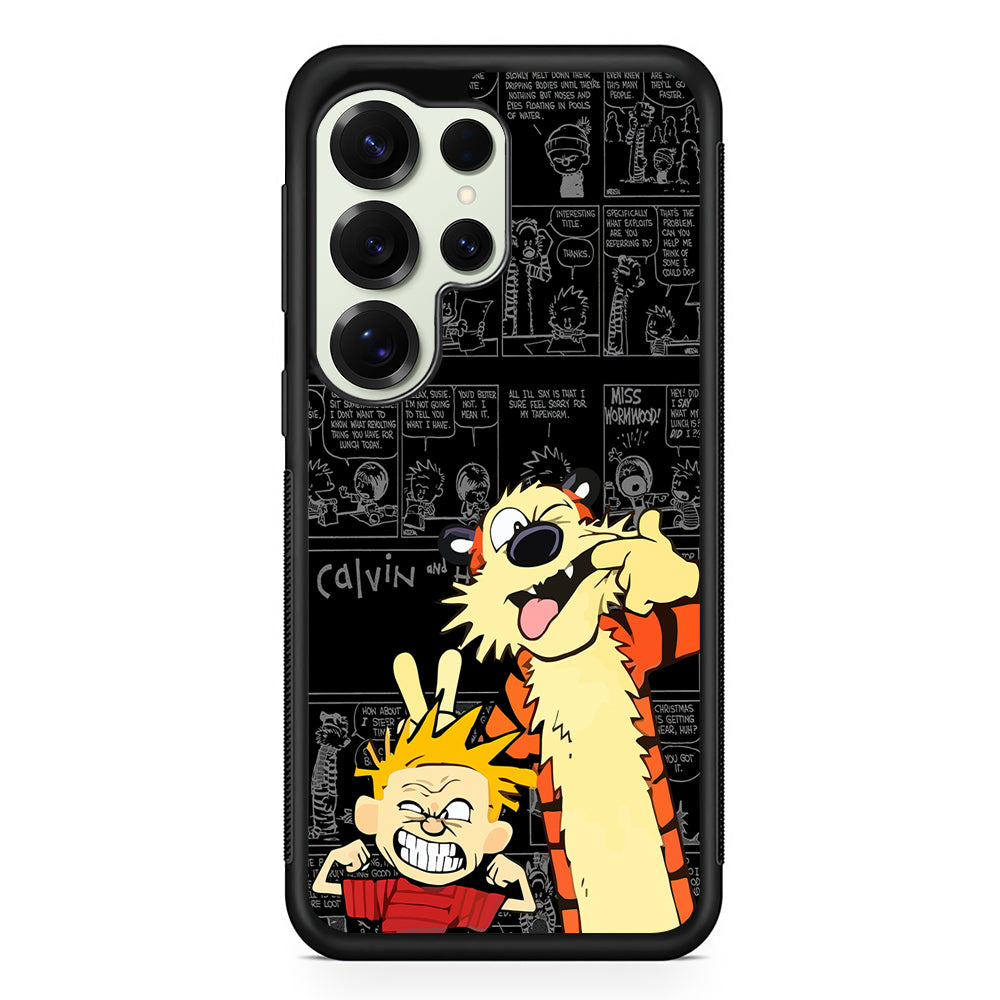 Calvin and Hobbes Comic Background Samsung Galaxy S25 Ultra Case | Durable Rubber Case for Samsung Galaxy S25 Ultra