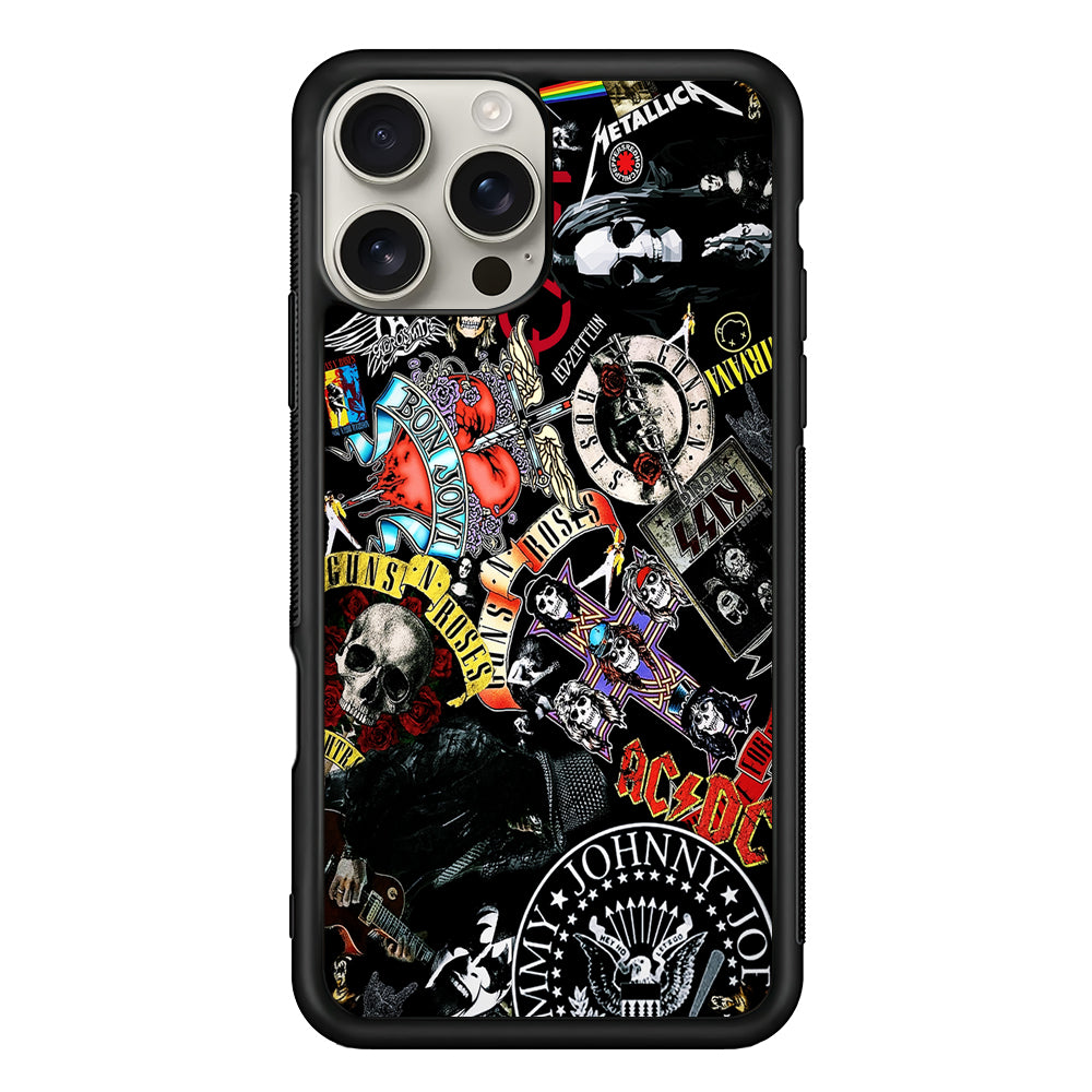 Rock Bands Logo Collage iPhone 16 Pro Max Case | Stylish Protective Case for iPhone 16 Pro Max