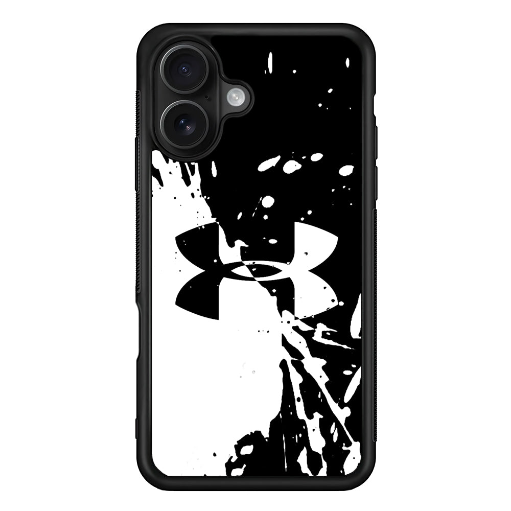 Under Armour Black White iPhone 16 Case | Slim Rubber Case for iPhone 16