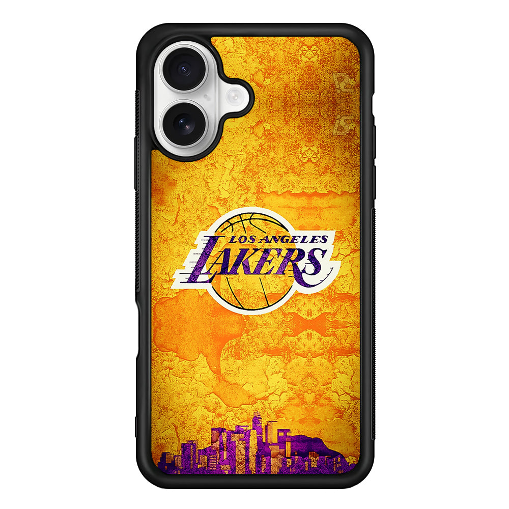Los Angeles Lakers Pattern iPhone 16 Plus Case | Durable Protective Rubber Cover