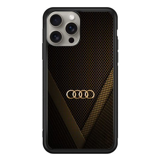 Audi Logo Gold Against a Dark iPhone 15 Pro Case | Slim Rubber Case for iPhone 15 Pro