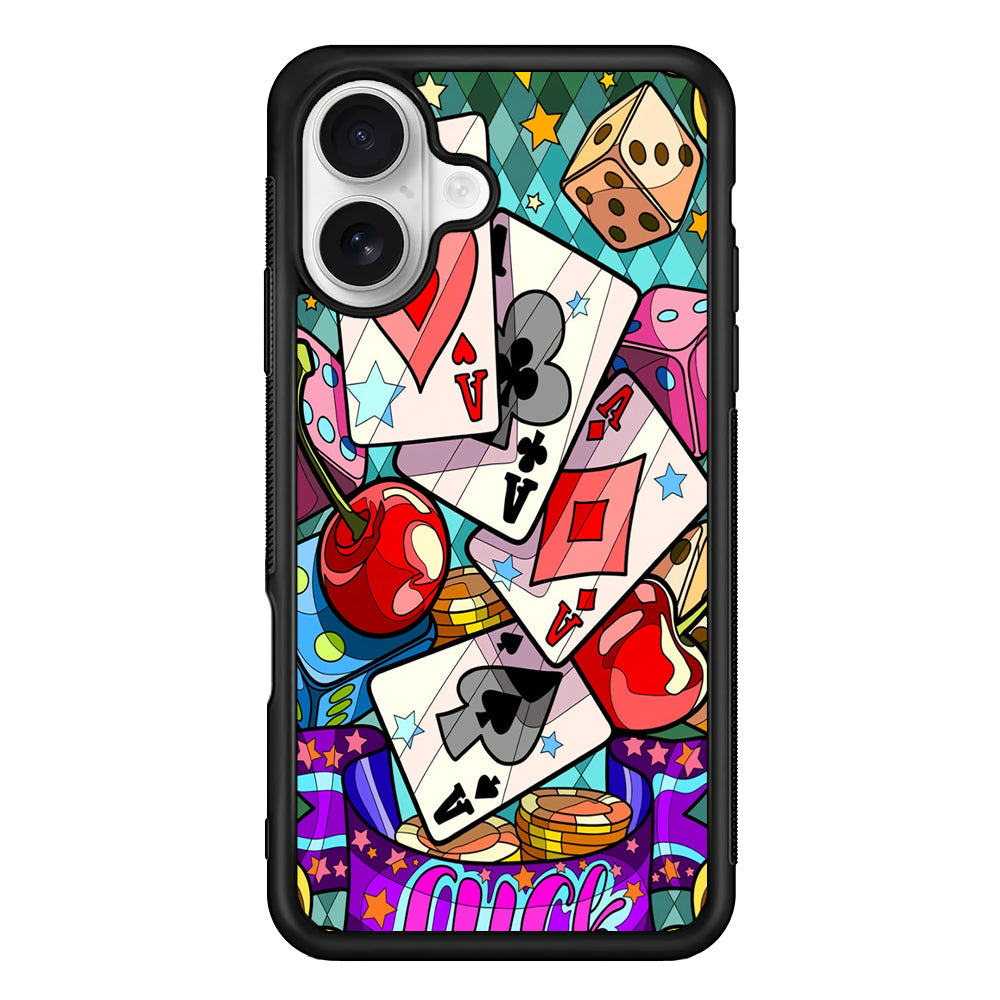 Four Ace Cards Cartoon iPhone 16 Plus Case | Durable Protective Rubber Cover