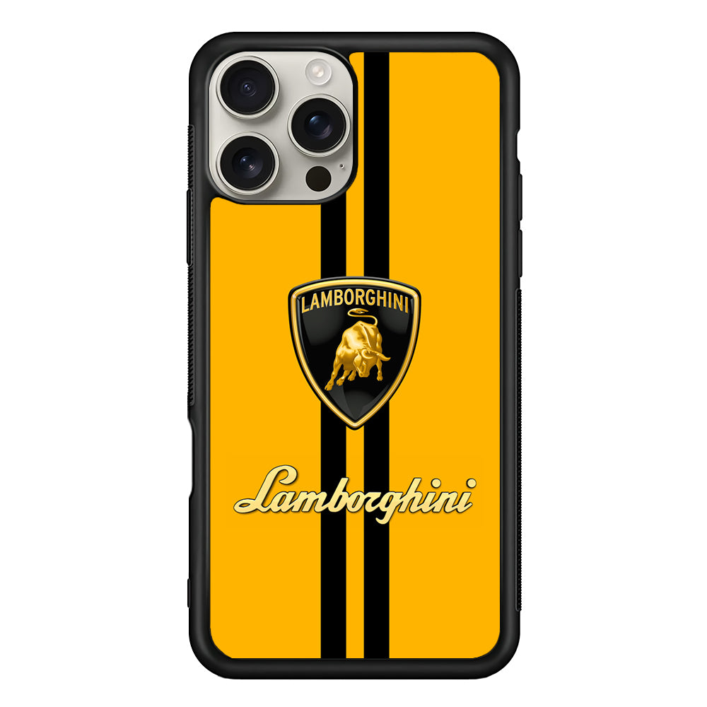 Lamborghini Logo Yellow iPhone 16 Pro Max Case | Slim Rubber Case for iPhone 16 Pro Max