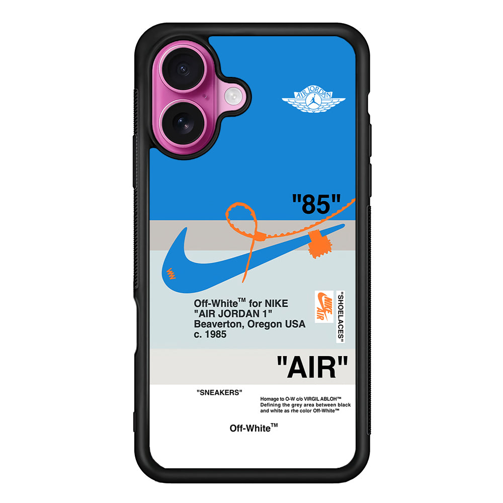 Off White x Nike Air Jordan Blue iPhone 17 Case | Slim Rubber Case for iPhone 17