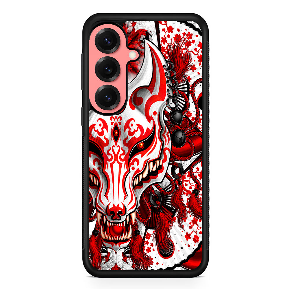 Kitsune Fox Mask Bloody White Samsung Galaxy S25 Case | Protective Case for Samsung Galaxy S25