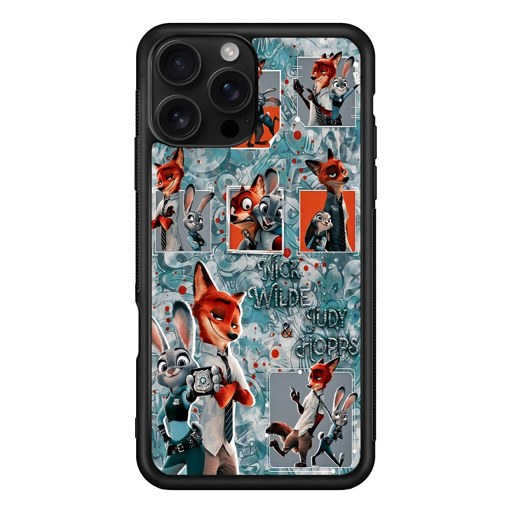 Zootopia Judy and Nick Aesthetic iPhone 16 Pro Case | Durable Protective Case for iPhone 16 Pro