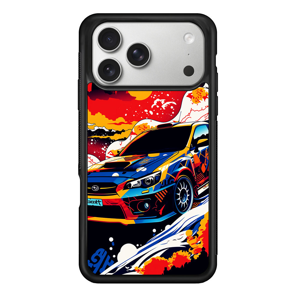 Japanese Retro Car Sunset iPhone 17 Pro Case | Slim Rubber Case for iPhone 17 Pro