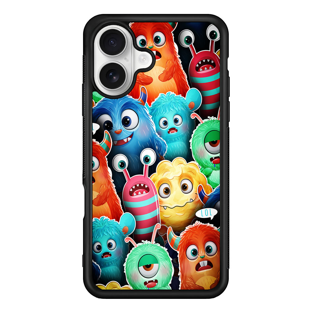 Cute Monsters Aesthetic iPhone 16 Plus Case | Durable Protective Rubber Cover