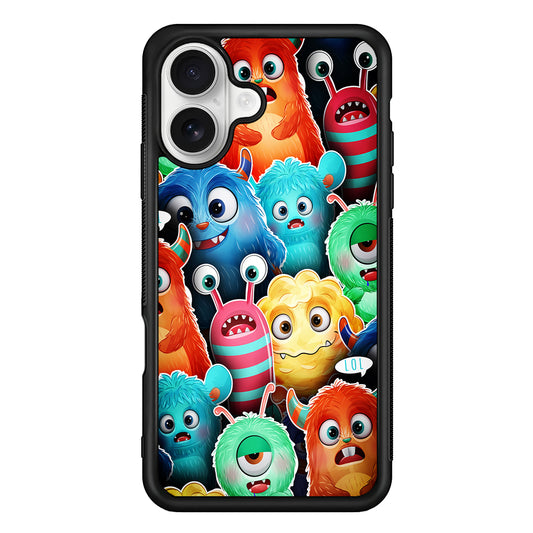 Cute Monsters Aesthetic iPhone 16 Plus Case | Durable Protective Rubber Cover