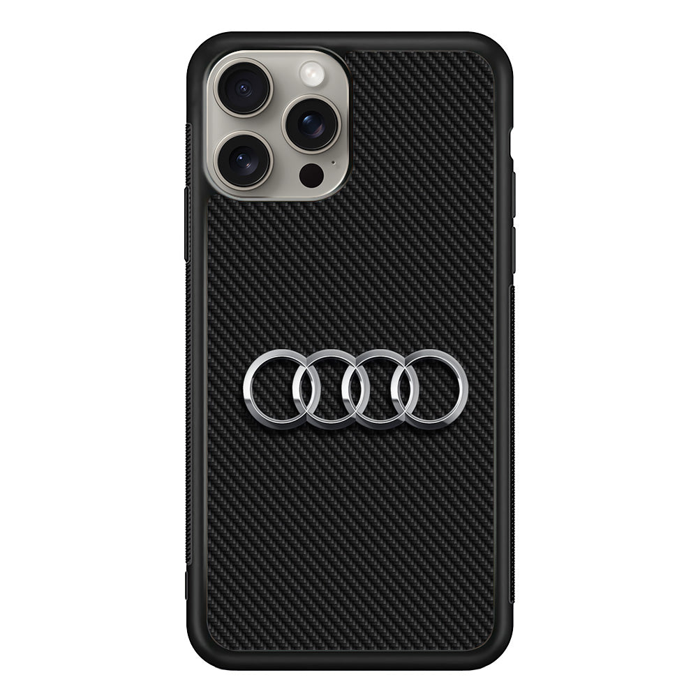 Audi Metal Against a Dark Carbon iPhone 15 Pro Case | Slim Rubber Case for iPhone 15 Pro