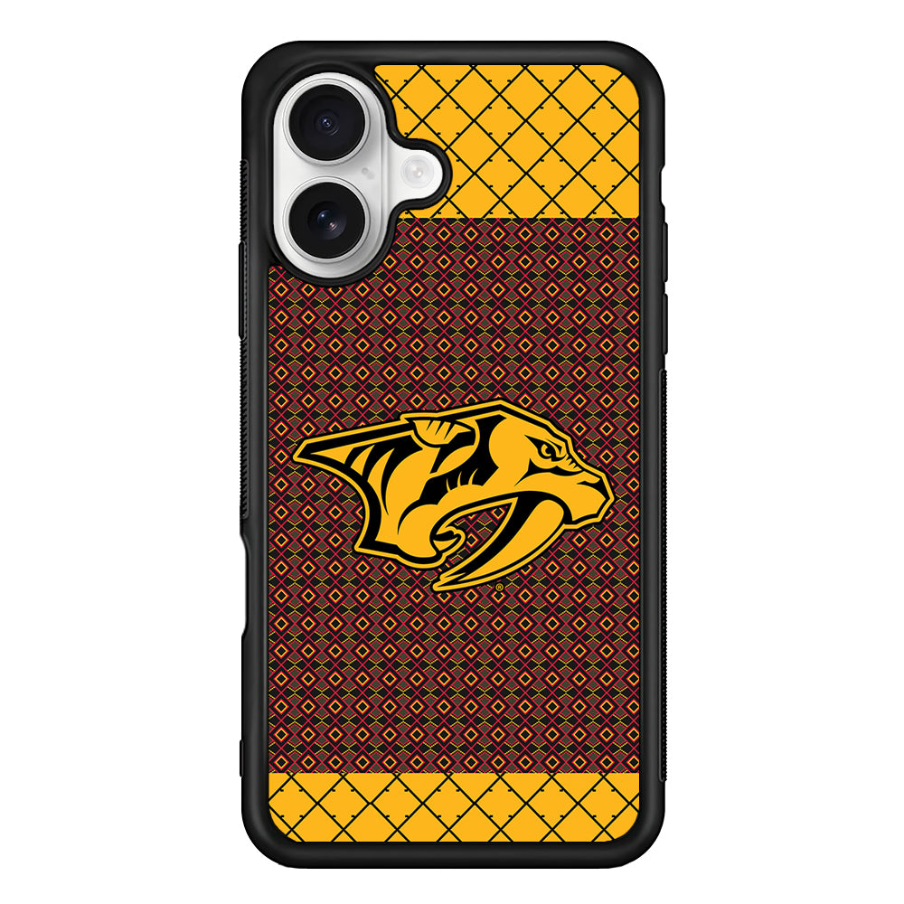 Nashville Predators Pattern iPhone 16 Plus Case | Durable Protective Rubber Cover