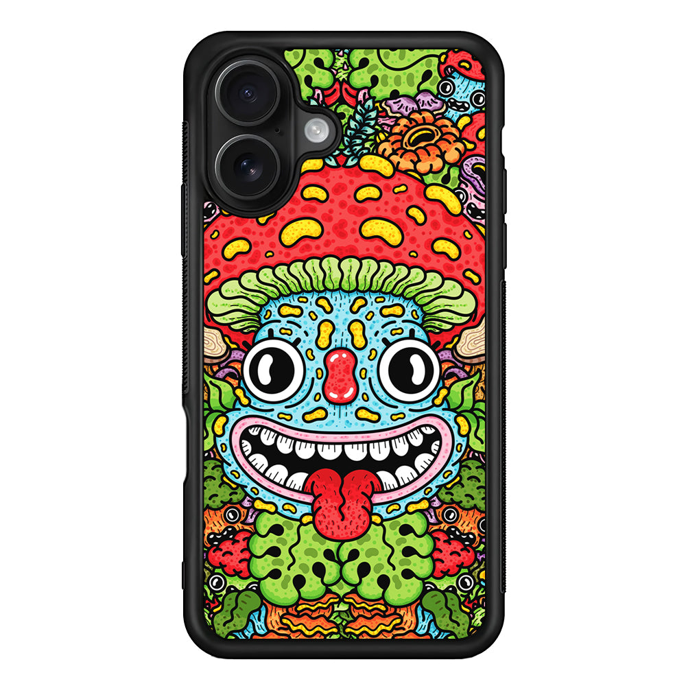 Mushroom Face Doodle iPhone 16 Case - Oxvistore