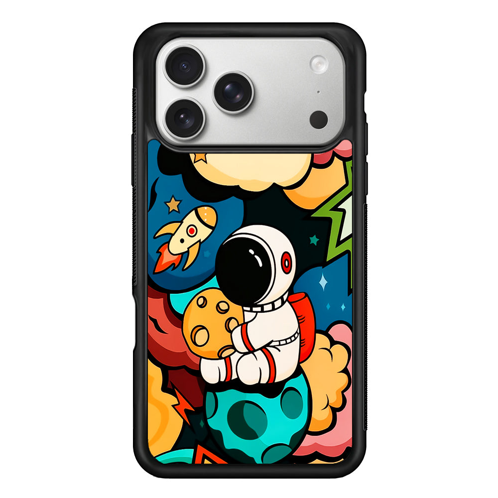 Cute Astronaut Hug The Planet iPhone 17 Pro Case | Slim Rubber Case for iPhone 17 Pro