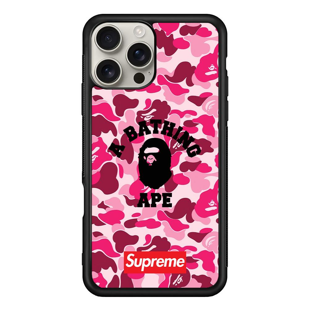 A Bathing Ape Supreme Bape Camo iPhone 16 Pro Max Case | Slim Rubber Case for iPhone 16 Pro Max