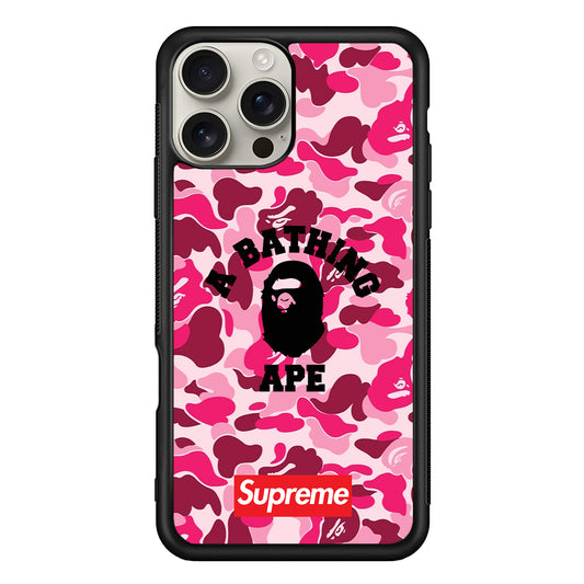 A Bathing Ape Supreme Bape Camo iPhone 16 Pro Max Case | Slim Rubber Case for iPhone 16 Pro Max