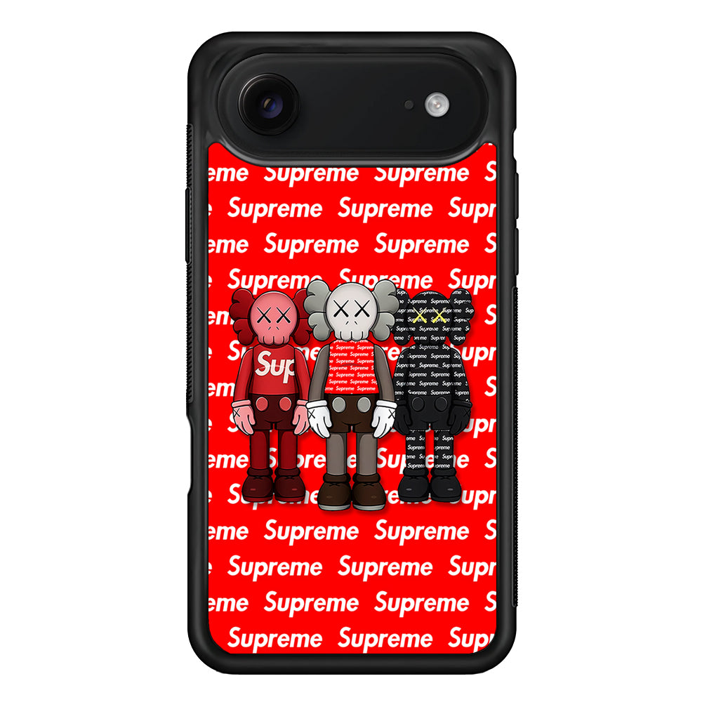 Three Kaws X Supreme Background iPhone 17 Air Case | Slim Rubber Case for iPhone 17 Air