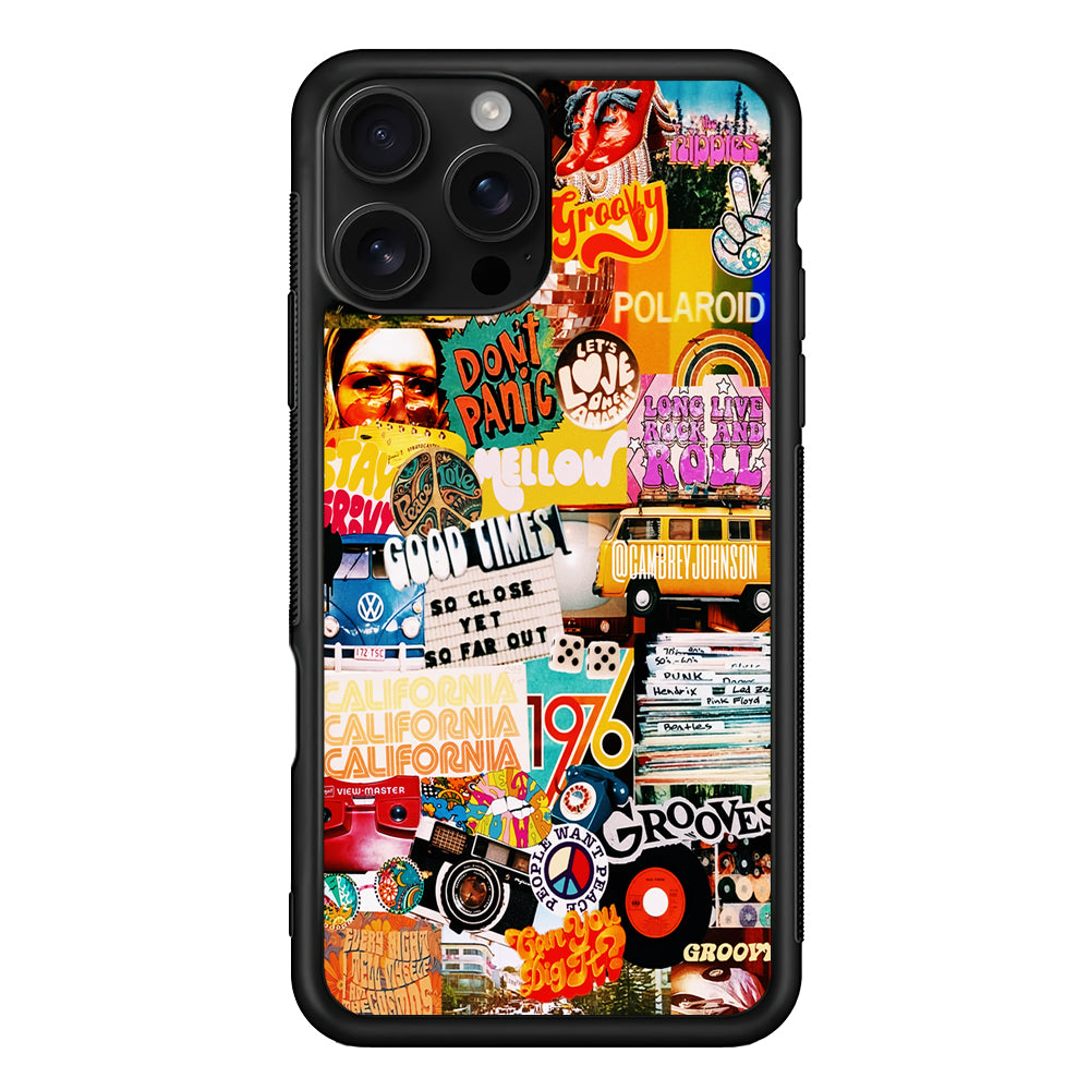 Retro Aesthetic 70s Collage iPhone 16 Pro Case | Durable Protective Case for iPhone 16 Pro