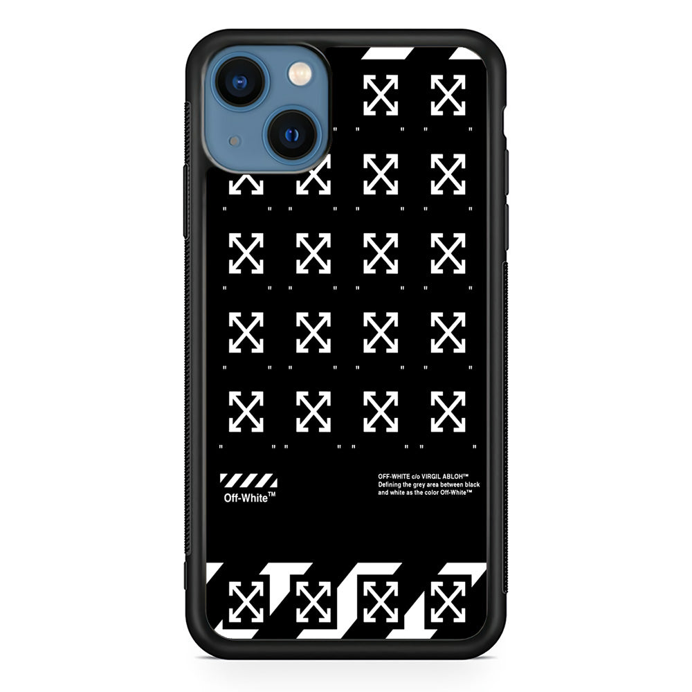 Off White Logo Black Pattern iPhone 15 Case | Slim Rubber Case for iPhone 15
