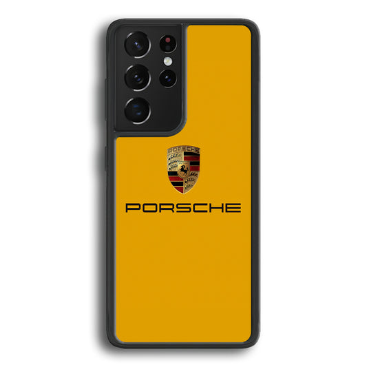Porsche Car Logo Yellow Samsung Galaxy S24 Ultra Case | Slim Rubber Case for Samsung Galaxy S24 Ultra