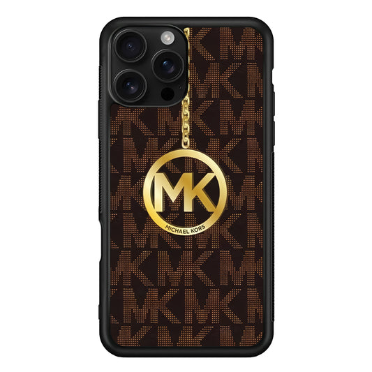Michael Kors Brown Pattern iPhone 16 Pro Case | Slim Rubber Case for iPhone 16 Pro