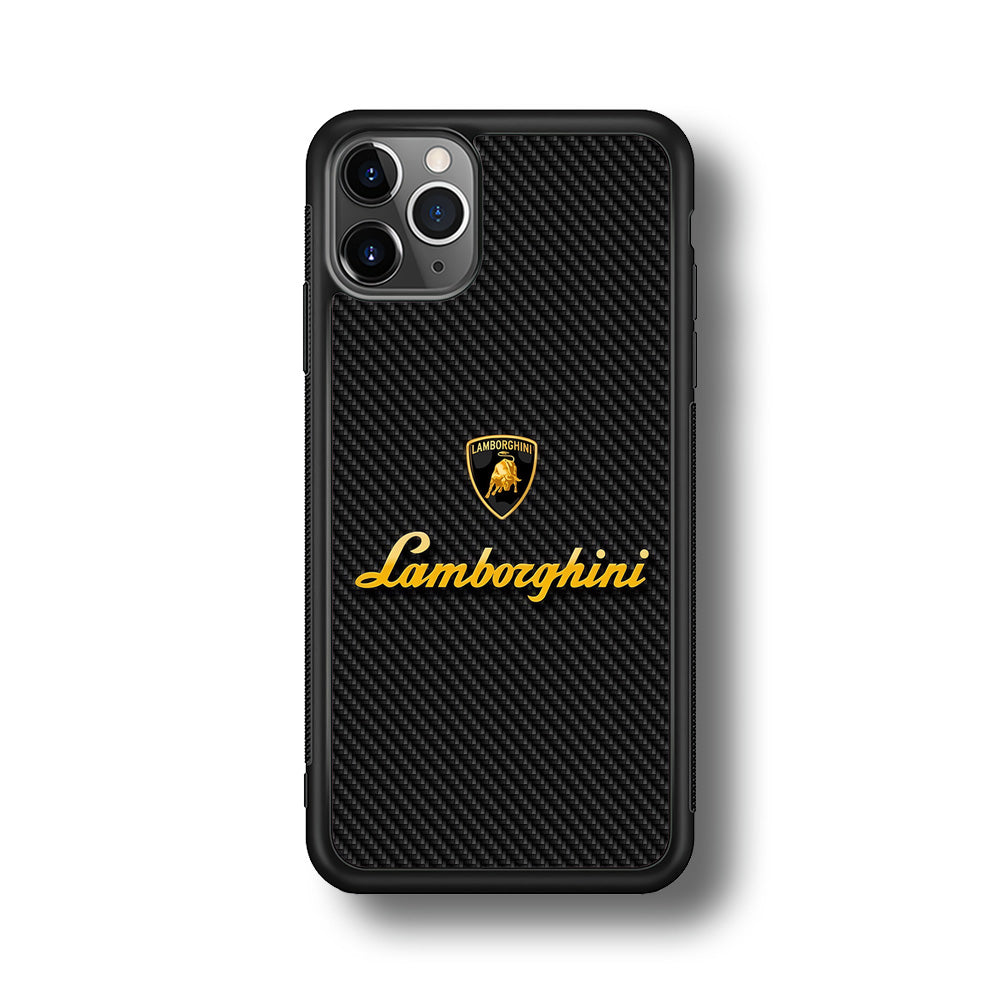 Lamborghini Black Carbon Logo iPhone 11 Pro Max Case | Slim Rubber Case for iPhone 11 Pro Max