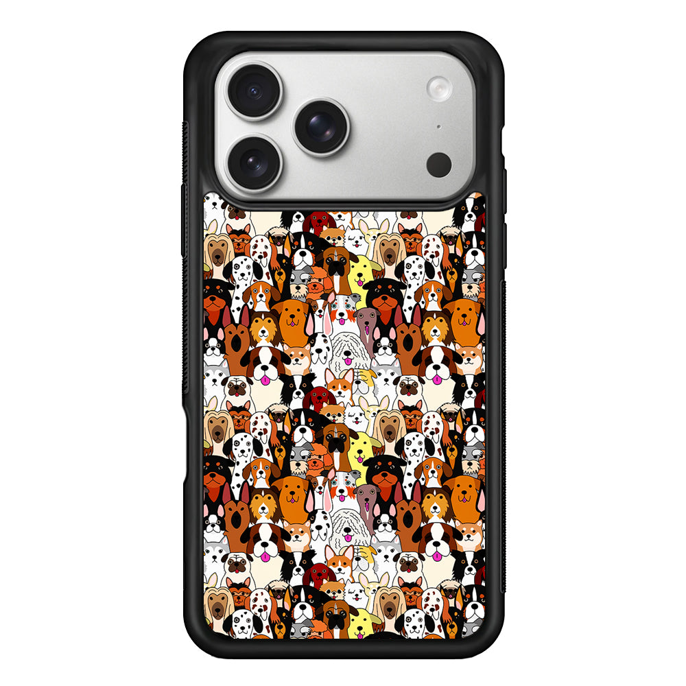 Doodle Dogs Colorful Pattern iPhone 17 Pro Case | Slim Rubber Case for iPhone 17 Pro