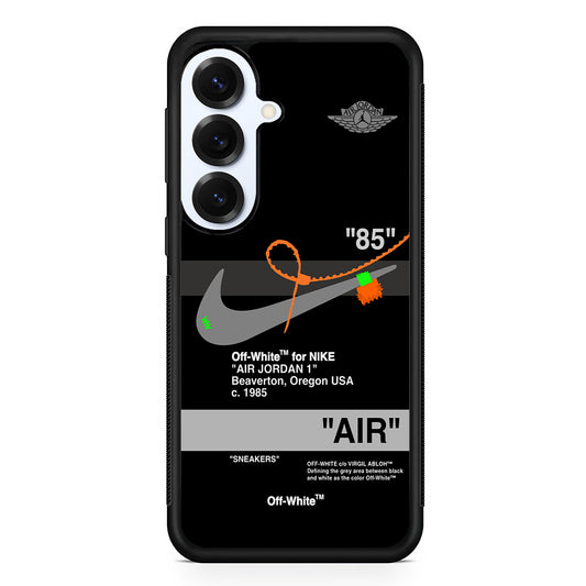 Off White x Nike Air Jordan Black Samsung Galaxy S25 Plus Case | Slim Rubber Case for Samsung Galaxy S25 Plus