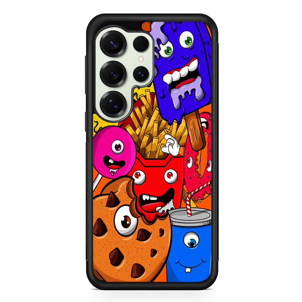 Unhealthy Food Monsters Samsung Galaxy S25 Ultra Case | Durable Rubber Case for Samsung Galaxy S25 Ultra