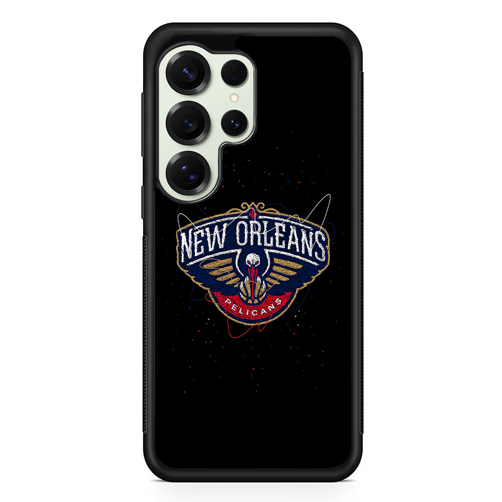 New Orleans Pelicans Abstract Samsung Galaxy S25 Ultra Case | Durable Rubber Case for Samsung Galaxy S25 Ultra