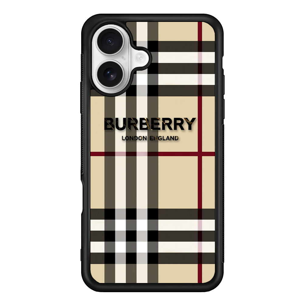 Burberry Cream Pattern iPhone 16 Plus Case | Slim Rubber Case for iPhone 16 Plus