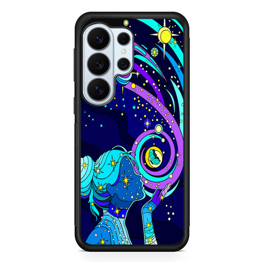 A Woman Blowing Kisses to Planets Samsung Galaxy S26 Ultra Case | Protective Phone Cover