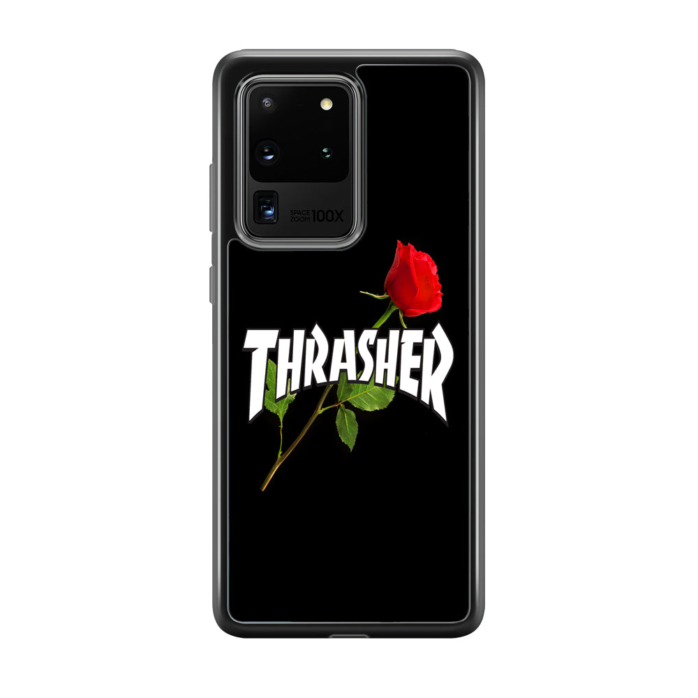 Thrasher Black Rose Flower Samsung Galaxy S20 Ultra Case | Slim Rubber Case for Samsung Galaxy S20 Ultra