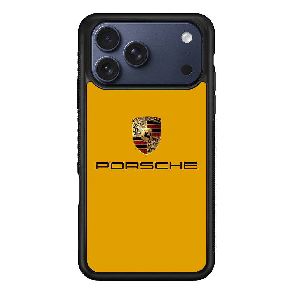 Porsche Car Logo Yellow iPhone 17 Pro Max Case | Slim Rubber Case for iPhone 17 Pro Max