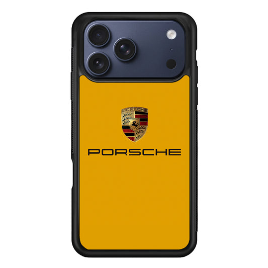 Porsche Car Logo Yellow iPhone 17 Pro Max Case | Slim Rubber Case for iPhone 17 Pro Max