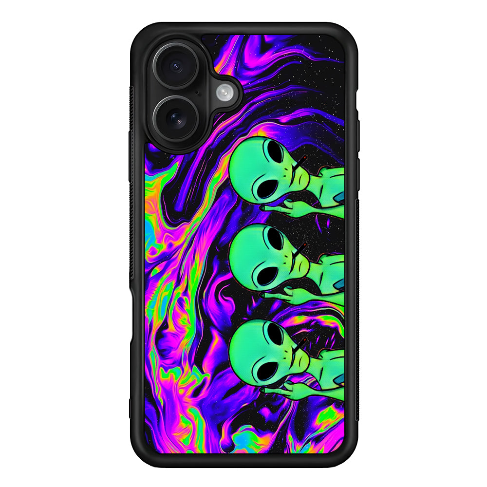 Marble Three Aliens iPhone 16 Case - Oxvistore