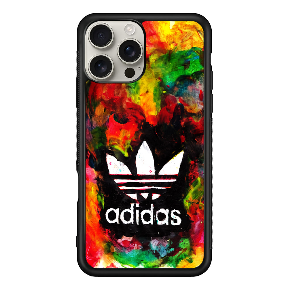 Adidas Logo Colorful Painting iPhone 16 Pro Max Case | Durable Everyday Protective Cover