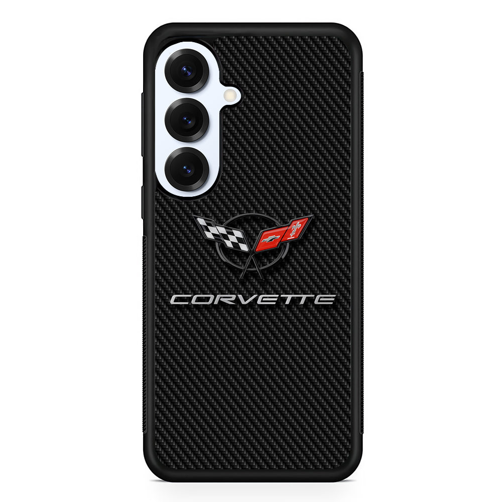 Chevrolet Corvette Logo Carbon Samsung Galaxy S25 Plus Case | Slim Rubber Case for Samsung Galaxy S25 Plus