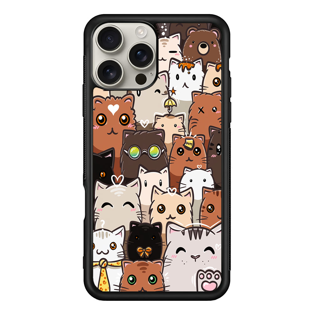 Cute Cat Pattern Kawaii iPhone 16 Pro Max Case | Stylish Protective Case for iPhone 16 Pro Max