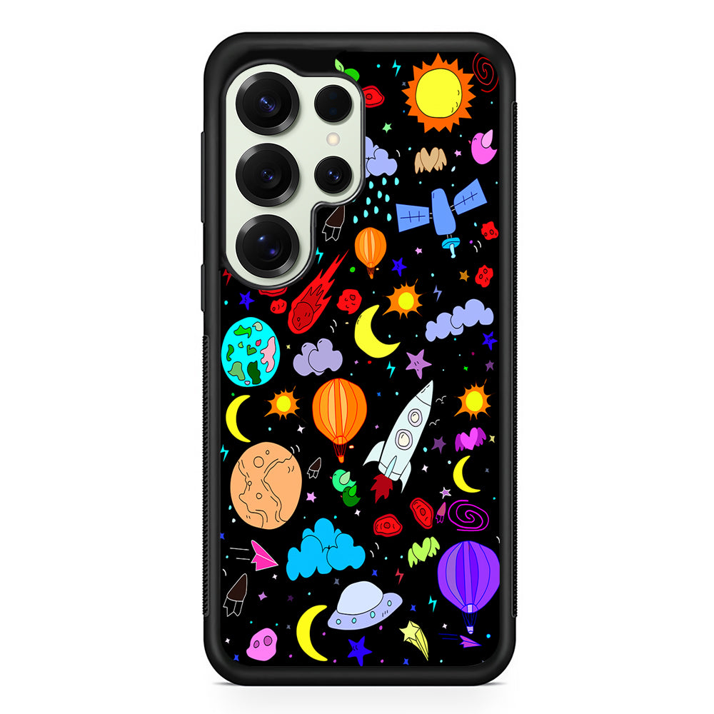 Cartoon Space Pattern Samsung Galaxy S25 Ultra Case | Durable Rubber Case for Samsung Galaxy S25 Ultra