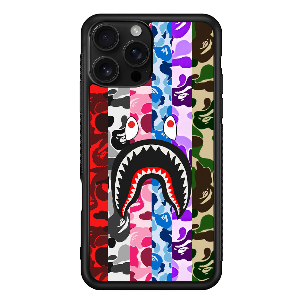 Bape Colorfull Camo iPhone 16 Pro Case | Slim Rubber Case for iPhone 16 Pro