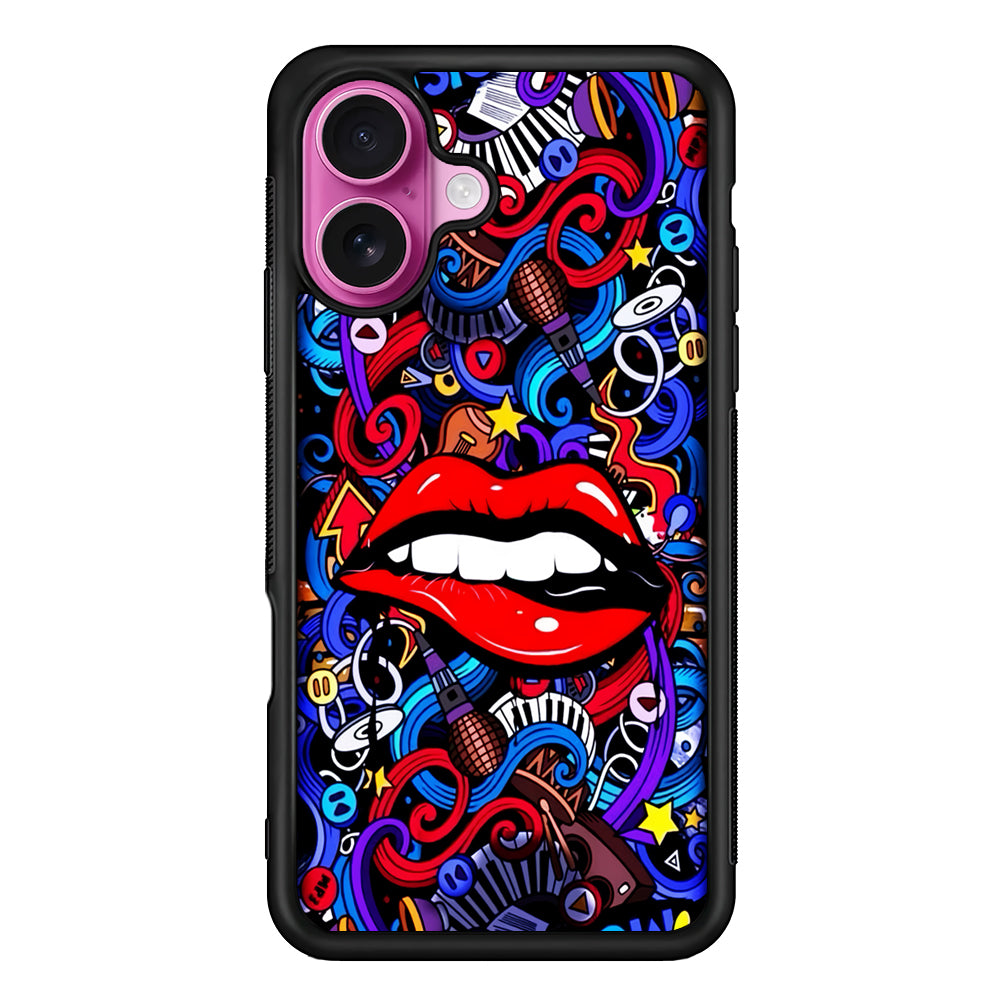 Lips Love Music Graffiti iPhone 17 Case | Slim Protective Rubber Phone Cover