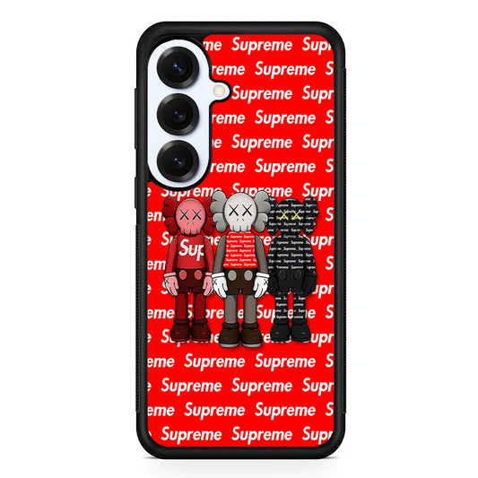 Three Kaws X Supreme Background Samsung Galaxy S25 Plus Case | Slim Rubber Case for Samsung Galaxy S25 Plus