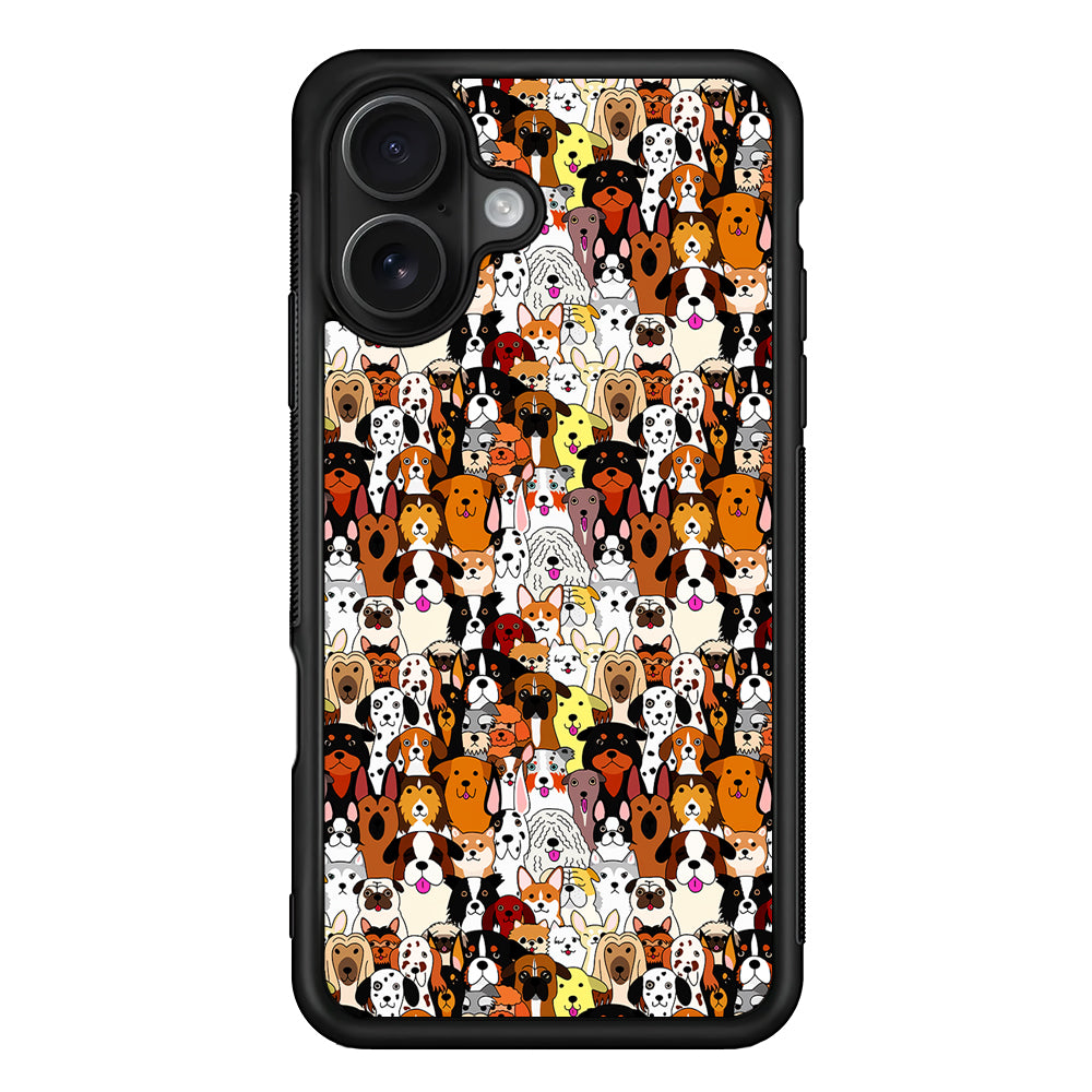 Doodle Dogs Colorful Pattern iPhone 16 Case - Oxvistore