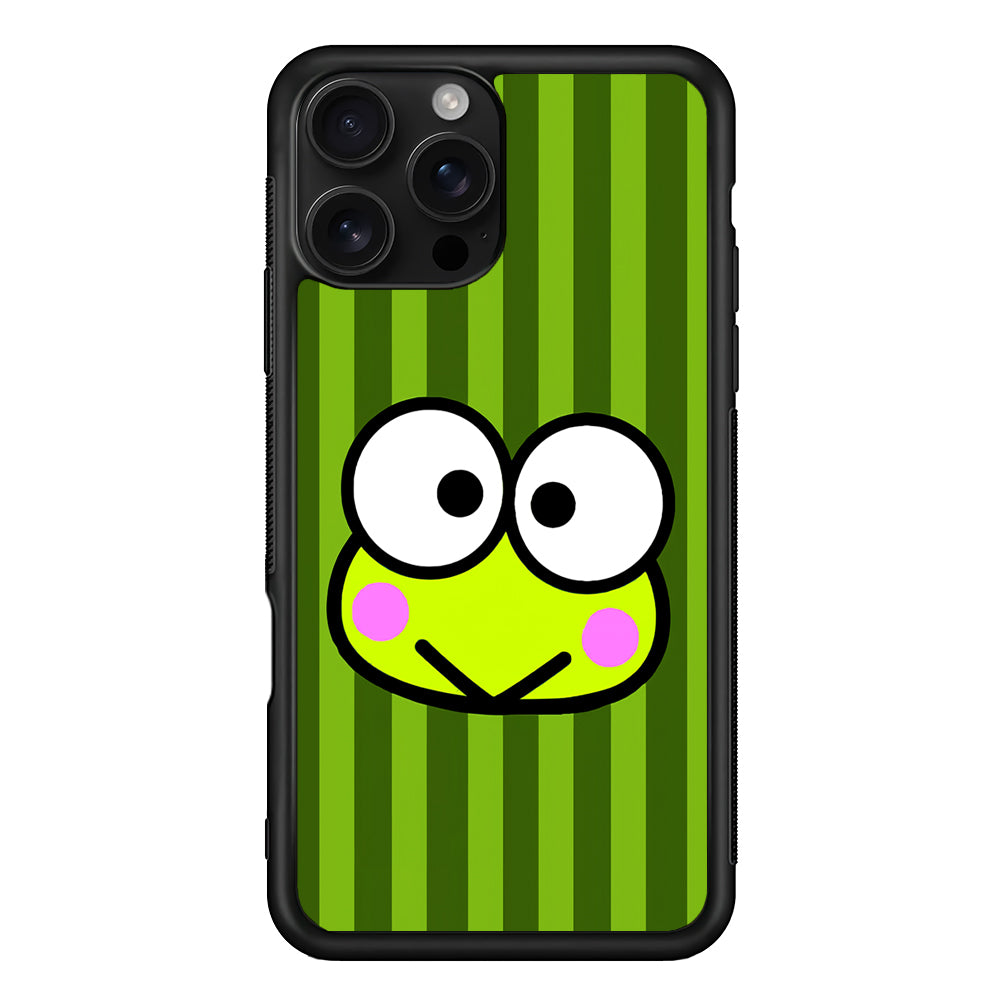 Cutes Keroppi Stripe Green iPhone 16 Pro Case | Durable Protective Case for iPhone 16 Pro