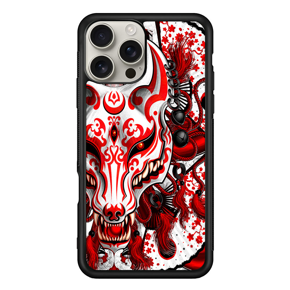 Kitsune Fox Mask Bloody White iPhone 16 Pro Max Case | Stylish Protective Case for iPhone 16 Pro Max