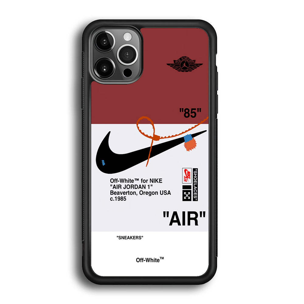 Off White x Nike Air Jordan Red iPhone 12 Pro Max Case | Slim Rubber Case for iPhone 12 Pro Max
