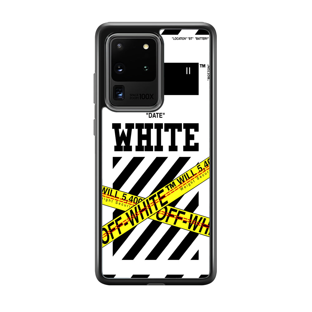 Off White Warning Line Samsung Galaxy S20 Ultra Case | Slim Rubber Case for Samsung Galaxy S20 Ultra