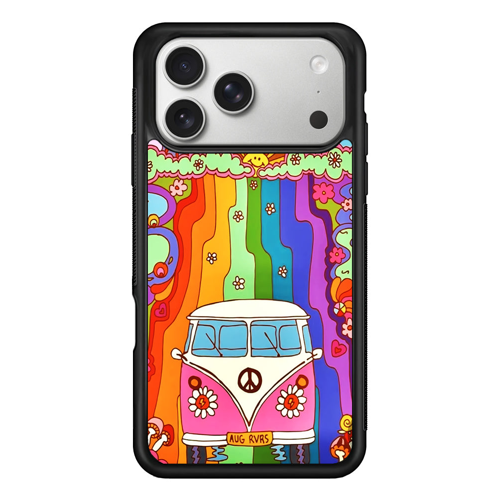 Hippie Aesthetic Rainbow iPhone 17 Pro Case | Slim Rubber Case for iPhone 17 Pro
