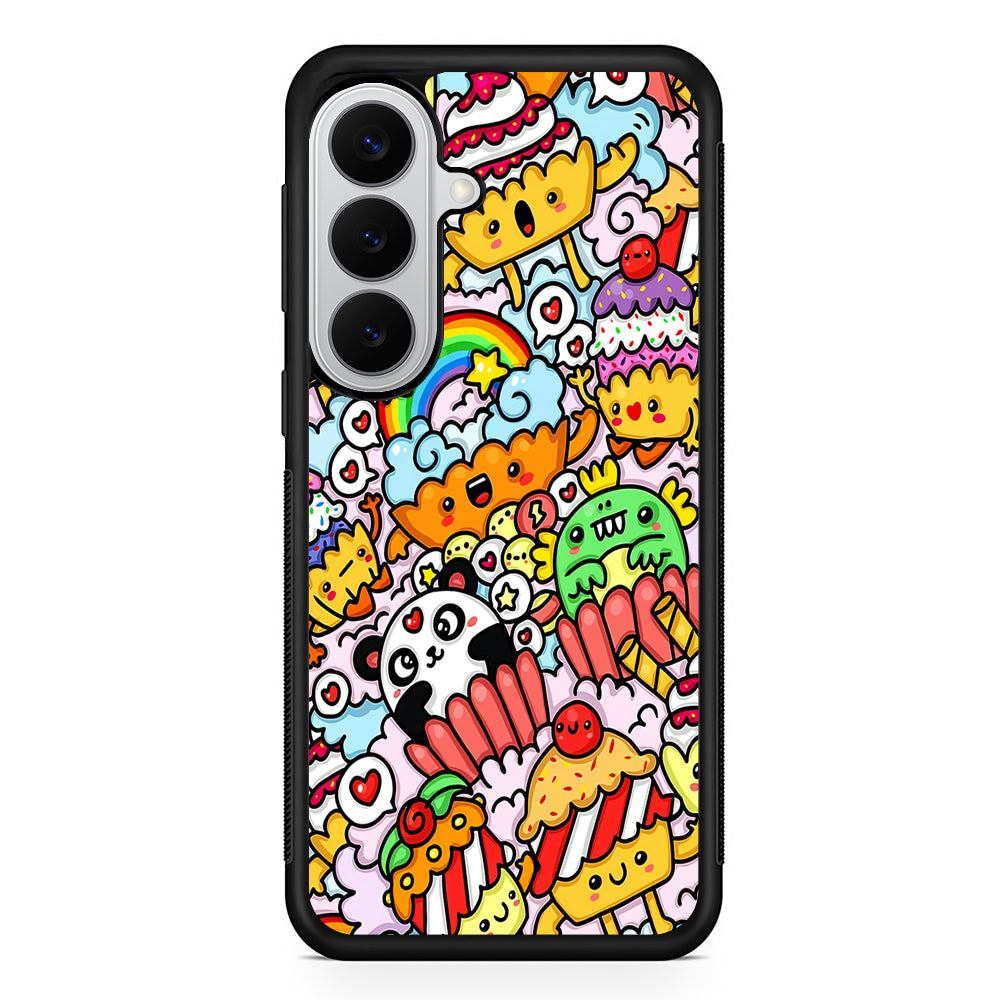 Kawaii Cupcake Graffiti Doodles Samsung Galaxy S26 Case | Protective Rubber Cover